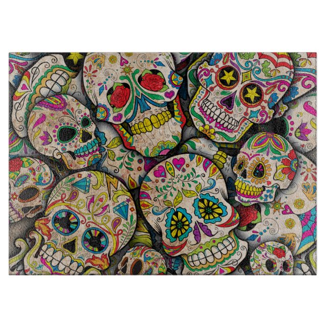 Best Selling Sugar Skull Pattern Cutting Board (Front)