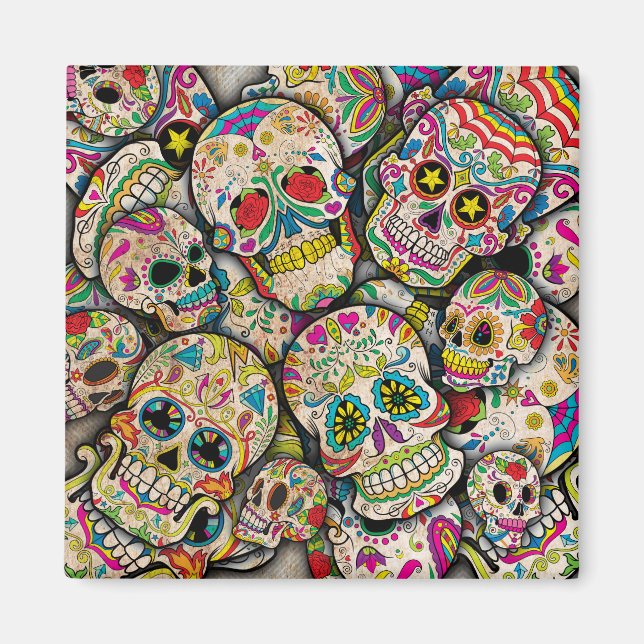 Best Selling Sugar Skull Pattern Magnet (Front)