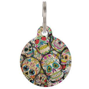 Best Selling Sugar Skull Pattern Pet Tag