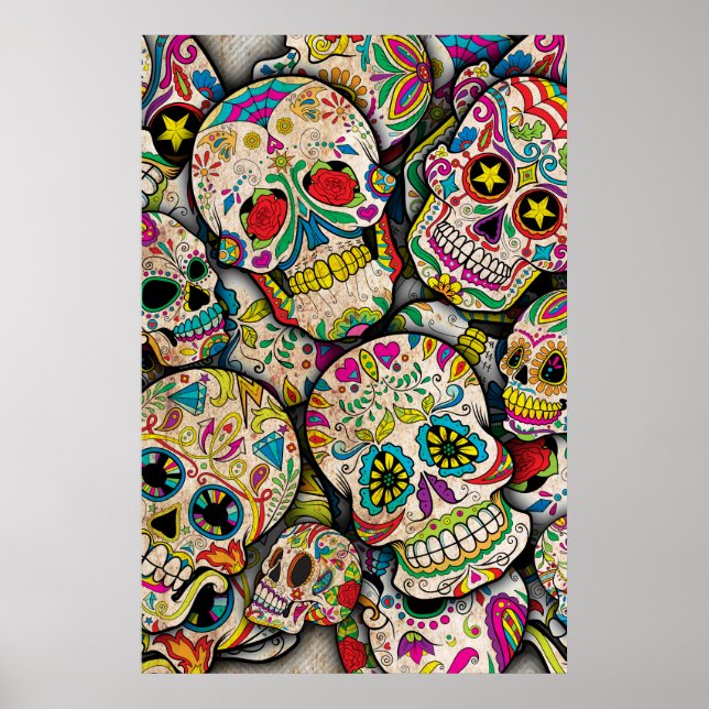 Best Selling Sugar Skull Pattern Poster (Front)