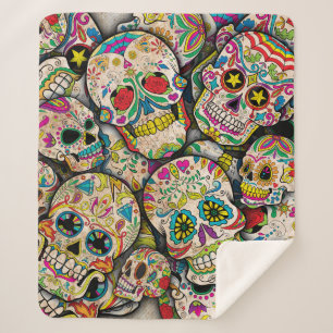 Best Selling Sugar Skull Pattern Sherpa Blanket