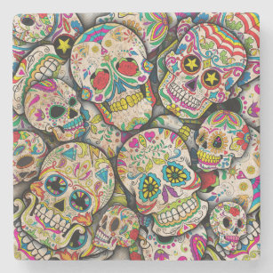 Best Selling Sugar Skull Pattern Stone Coaster