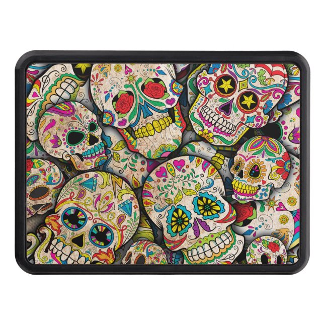 Best Selling Sugar Skull Pattern Trailer Hitch Cover (Front)