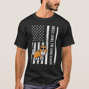 Best Sheltie Dad Ever USA Flag Funny Shetland Shee T-Shirt
