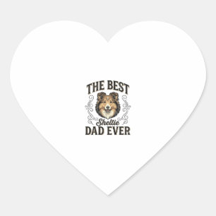 Best Sheltie Dad Ever Vintage Dog Lover Design_1 Heart Sticker