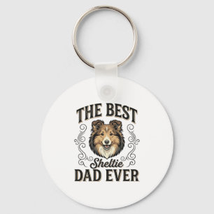 Best Sheltie Dad Ever Vintage Dog Lover Design_1 Keychain