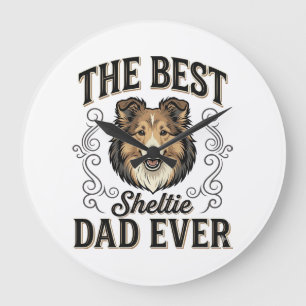 Best Sheltie Dad Ever Vintage Dog Lover Design_1 Large Clock
