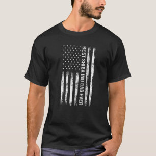 Best Shiba Inu Dad Ever Dog  American Flag Patriot T-Shirt