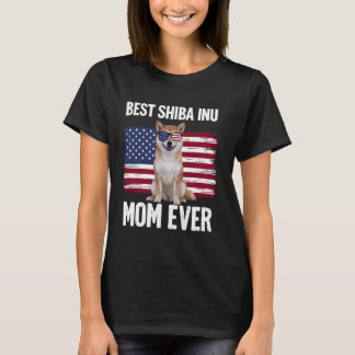Best Shiba Inu Mom Ever 4th of July Patriotic Dog T-Shirt