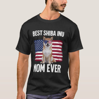 Best Shiba Inu Mom Ever 4th of July Patriotic Dog T-Shirt