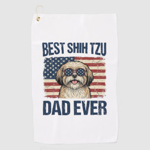 Best Shih Tzu Dad Ever Patriotic Dog Golf Towel