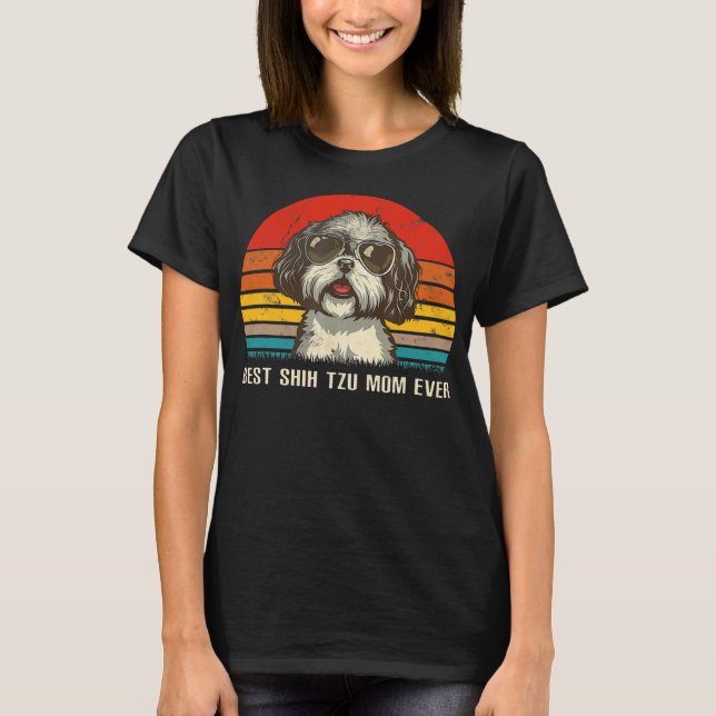 Best Shih Tzu Mom Ever Funny Shih Tzu Christmas T-Shirt (Front)
