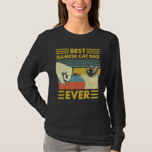 Best Siamese Cat Dad Ever Retro Vintage Sunset T-Shirt