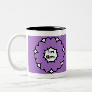 Best Sister, Big Purple & White Flower Mug
