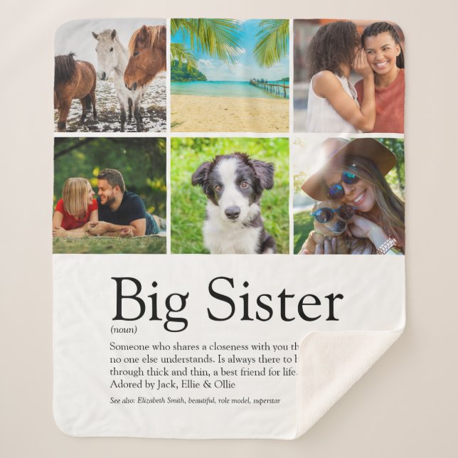Best Sister Ever 6 Photo Collage Modern Sherpa Blanket (Front)