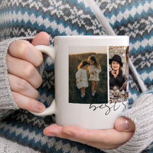 Best Sister Ever Modern Script 4 Photos Collage Coffee Mug