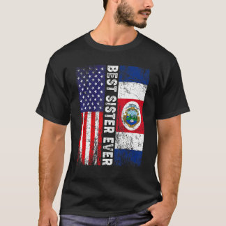 Best Sister Ever  Mother's Day Costa Rica Us Flag T-Shirt