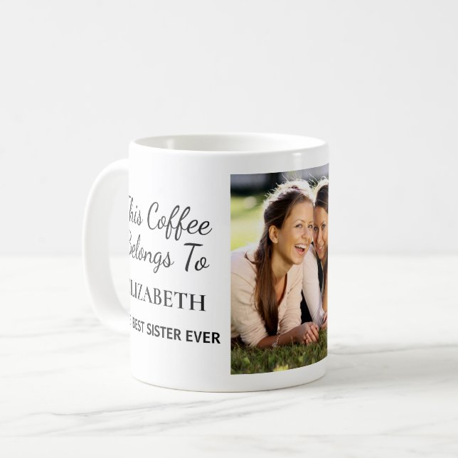 Best Sister Ever Personalized Photo Coffee Mug (Front Left)