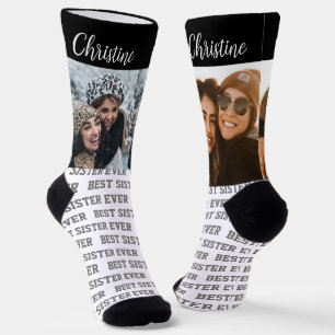 Best SISTER ever Photo template Socks