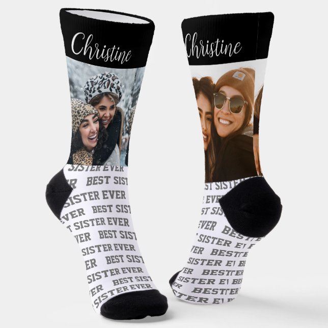 Best SISTER ever Photo template Socks (Angled)