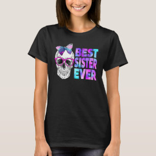 Best Sister Ever Skull Pink Bow Tie Galaxy Mother' T-Shirt