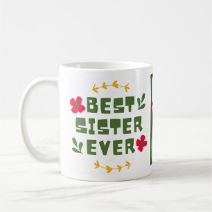 'Best Sister Ever'Yellow Green modern illustrative Coffee Mug