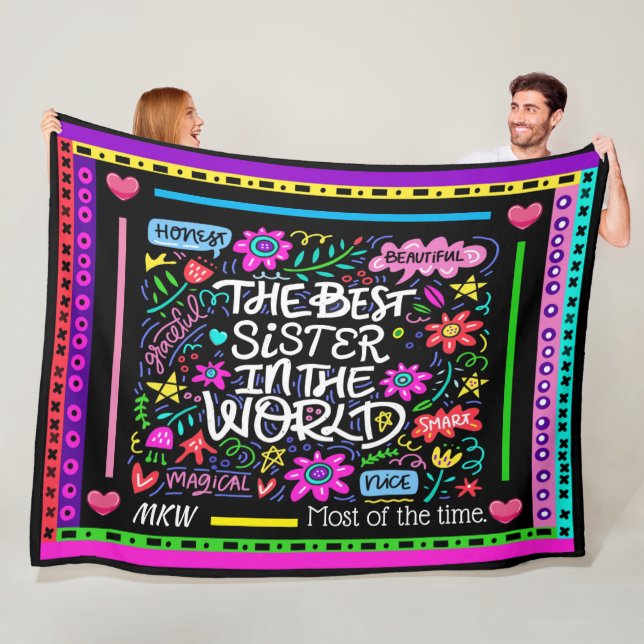 BEST SISTER Fleece Blanket Version 2 Humour (In Situ)