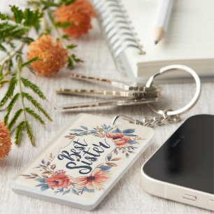 Best Sister Flower Frame Keychain