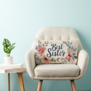 Best Sister Flower Frame Lumbar Pillow