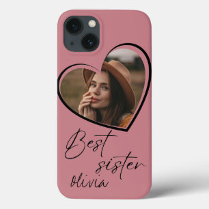  Best Sister Photo Elegant  Modern Black iPhone 13 Case