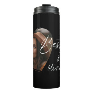 Best Sister Photo Elegant  Modern Black Thermal Tumbler
