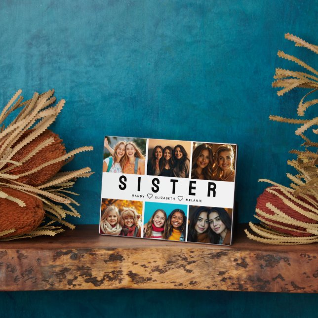 Best Sister Script Collage Photo & Names Plaque (Side)