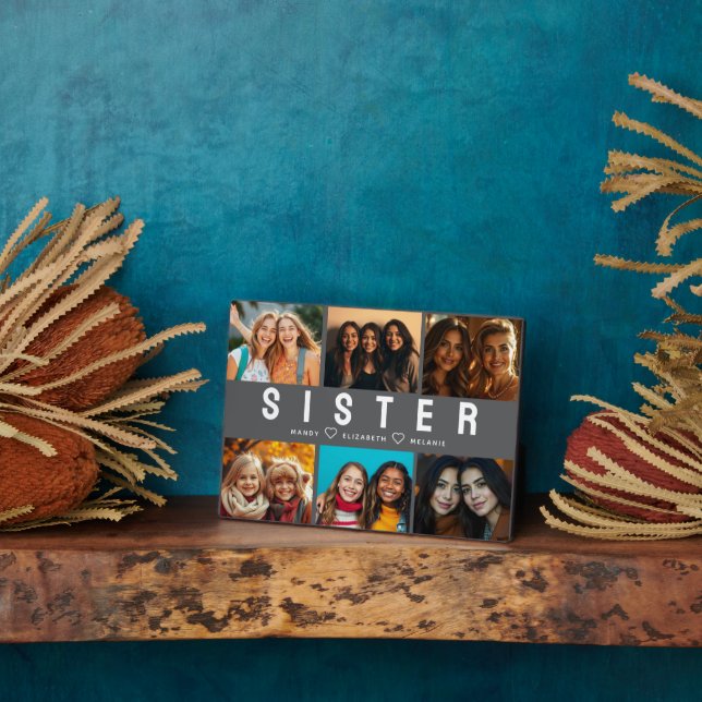 Best Sister Script Collage Photo & Names Plaque (Side)