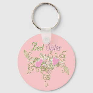 Best Sister Swirling Hearts Keychain