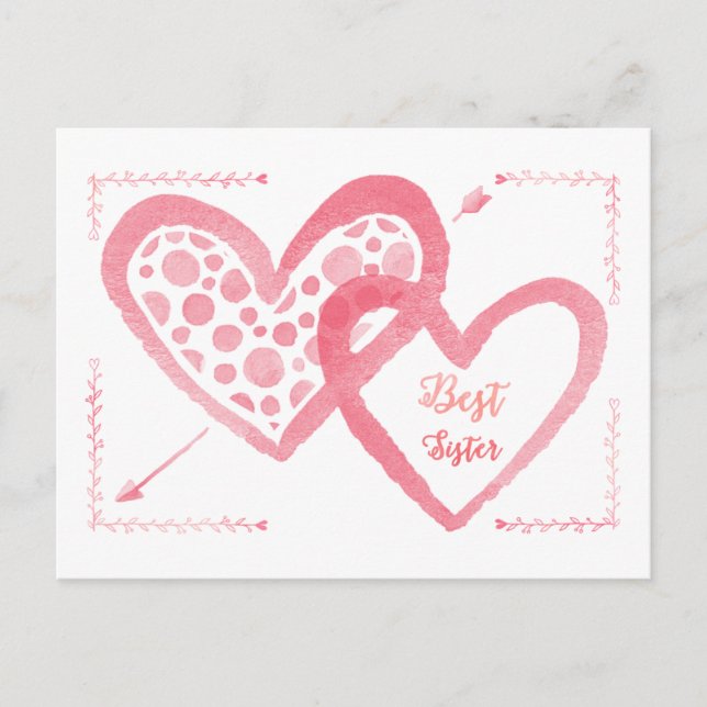 Best Sister Valentine Postcard (Front)