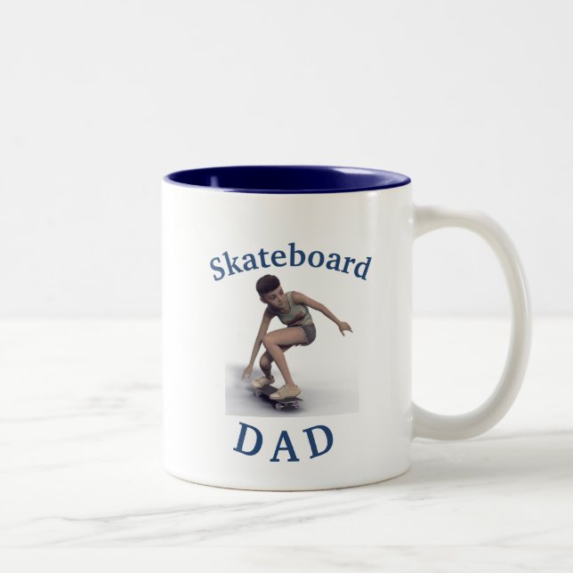 Best "Skateboard DAD" Ever! Father's Day Two-Tone Coffee Mug (Right)
