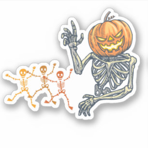 Best Skeleton pumpkin Sticker, Halloween Decor