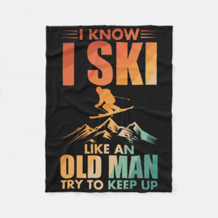 Best Ski Art For Grandpa Men Skiing Nordic Skier S Fleece Blanket