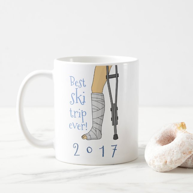 Best ski trip ever! Funny Cast Coffee Mug (With Donut)
