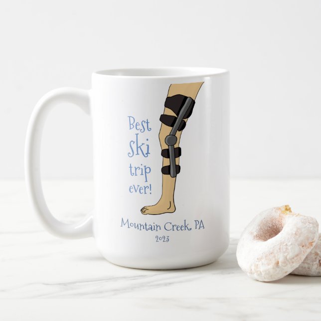 Best Ski Trip Ever Funny knee brace Coffee Mug (With Donut)