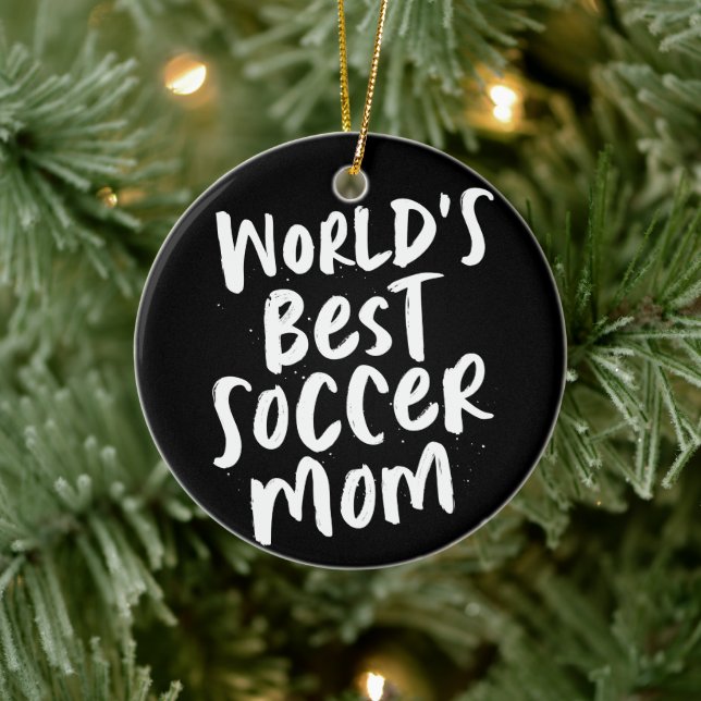 Best soccer mom black and white photo Christmas Ceramic Ornament (Tree)