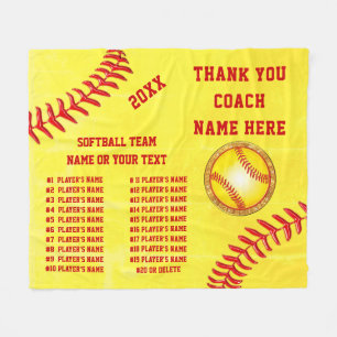 Best Softball Coach Gifts, Personalized, Softball Fleece Blanket