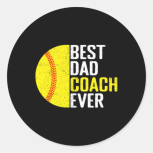 Best Softll Dad Coach Ever Funny Retro Softll Dad  Classic Round Sticker
