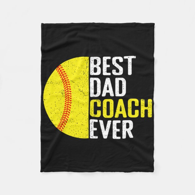 Best Softll Dad Coach Ever Funny Retro Softll Dad  Fleece Blanket (Front)