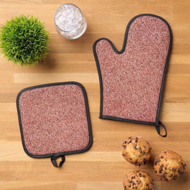 Best Solid Colour Silver Quilted Heat Protection  Oven Mitt & Pot Holder Set (Top Down)
