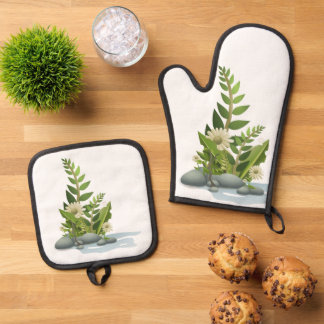 Best Solid Colour Silver Quilted Heat Protection  Oven Mitt & Pot Holder Set