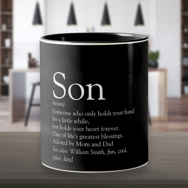Best Son Ever Definition Black and White Two-Tone Coffee Mug (Best Son Ever Definition Black and White Two-Tone Coffee Mug)
