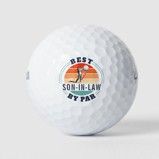 Best Son in Law By Par Retro Custom Fathers Day Golf Balls (Front)