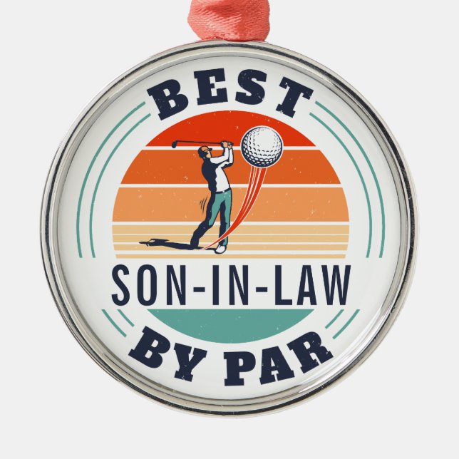 Best Son in Law By Par Retro Custom Golf Metal Ornament (Front)