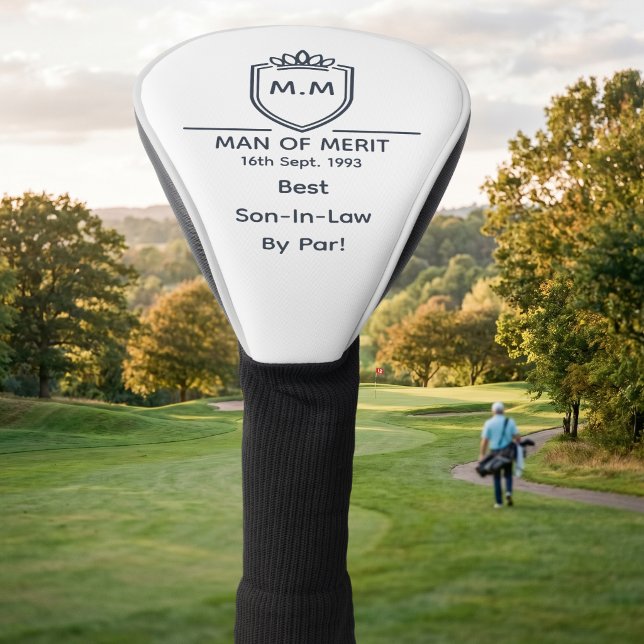 Best Son-In-Law Monogram Initials Man Of Merit Golf Head Cover (Son In Law golf club cover)